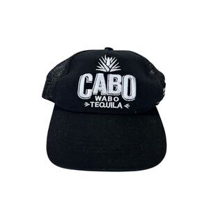 Cabo Wabo Tequila Snapback Hat Cap Black White Mesh Nascar Logo